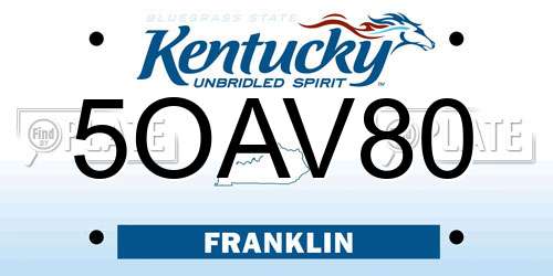 5OAV80 Kentucky License Plate