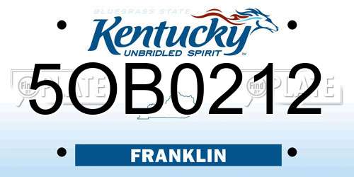 5OB0212 Kentucky License Plate