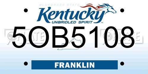 5OB5108 Kentucky License Plate
