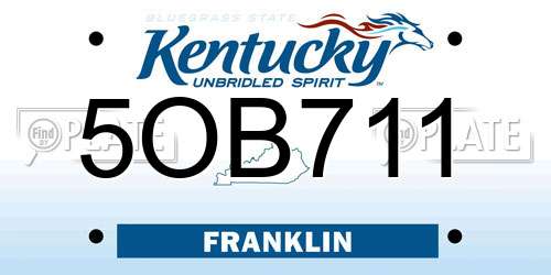 5OB711 Kentucky License Plate