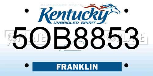 5OB8853 Kentucky License Plate