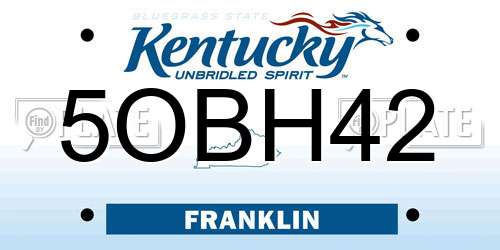 5OBH42 Kentucky License Plate
