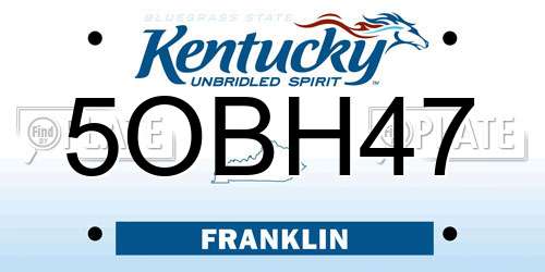 5OBH47 Kentucky License Plate
