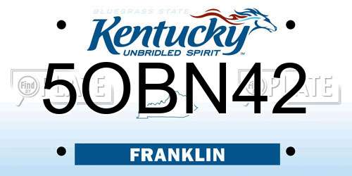 5OBN42 Kentucky License Plate