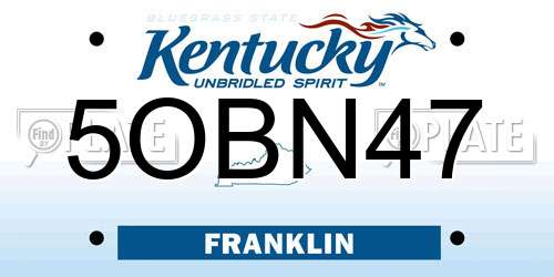 5OBN47 Kentucky License Plate