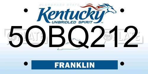 5OBQ212 Kentucky License Plate