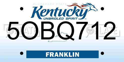 5OBQ712 Kentucky License Plate