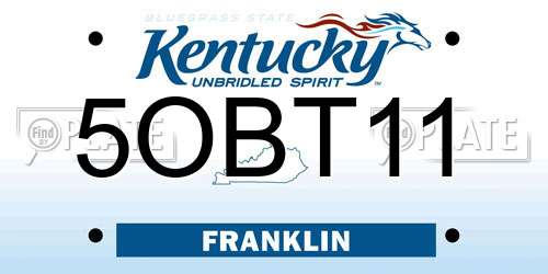 5OBT11 Kentucky License Plate