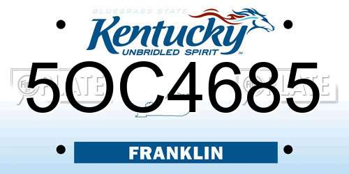 5OC4685 Kentucky License Plate