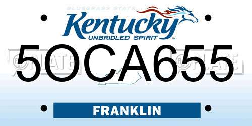5OCA655 Kentucky License Plate