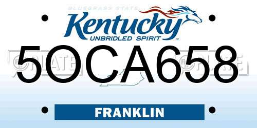 5OCA658 Kentucky License Plate