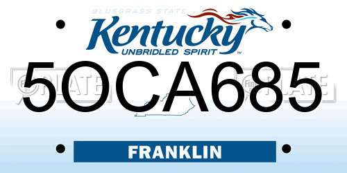5OCA685 Kentucky License Plate