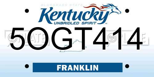 5OGT414 Kentucky License Plate
