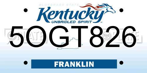 5OGT826 Kentucky License Plate
