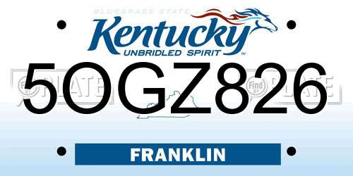 5OGZ826 Kentucky License Plate