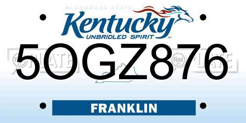 5OGZ876 Kentucky License Plate