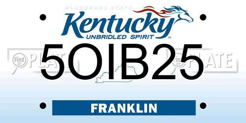 5OIB25 Kentucky License Plate