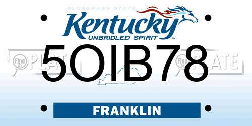 5OIB78 Kentucky License Plate
