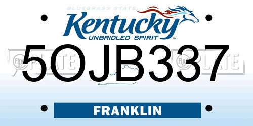 5OJB337 Kentucky License Plate