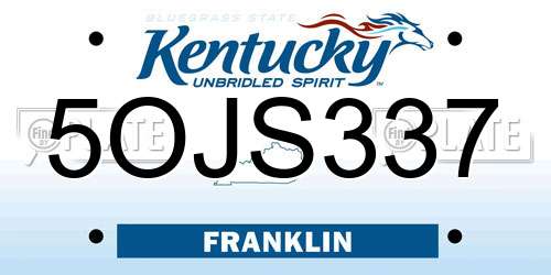 5OJS337 Kentucky License Plate