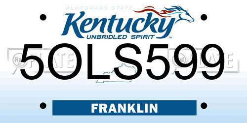 5OLS599 Kentucky License Plate
