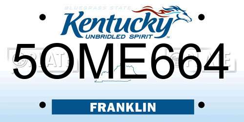 5OME664 Kentucky License Plate