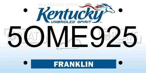 5OME925 Kentucky License Plate
