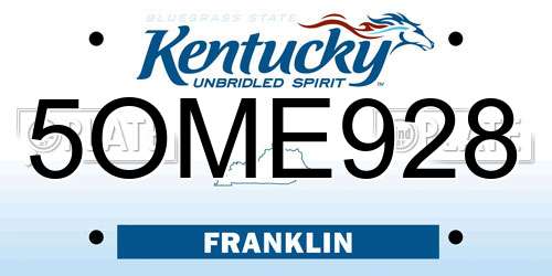5OME928 Kentucky License Plate