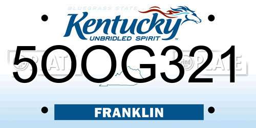 5OOG321 Kentucky License Plate