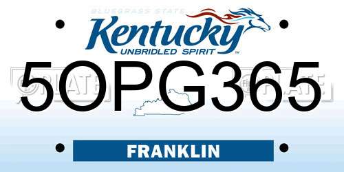5OPG365 Kentucky License Plate