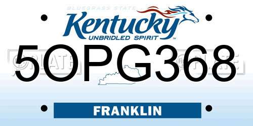5OPG368 Kentucky License Plate
