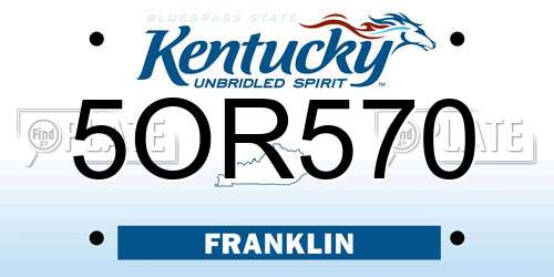 5OR570 Kentucky License Plate