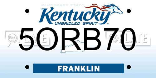 5ORB70 Kentucky License Plate