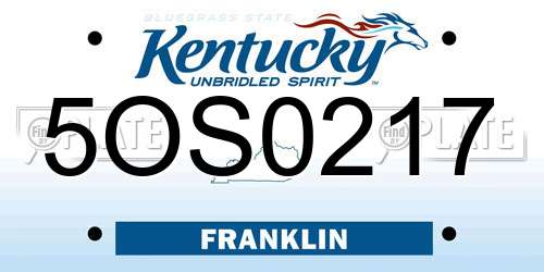 5OS0217 Kentucky License Plate