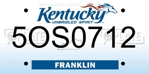 5OS0712 Kentucky License Plate