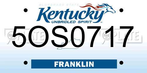 5OS0717 Kentucky License Plate