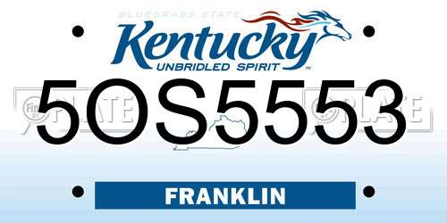 5OS5553 Kentucky License Plate