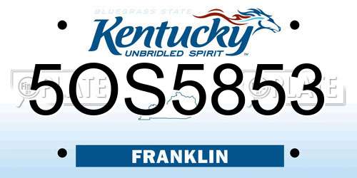 5OS5853 Kentucky License Plate