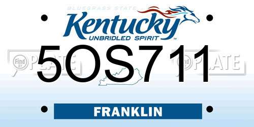 5OS711 Kentucky License Plate