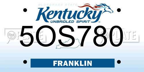 5OS780 Kentucky License Plate