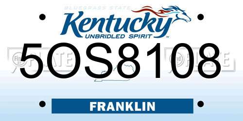 5OS8108 Kentucky License Plate