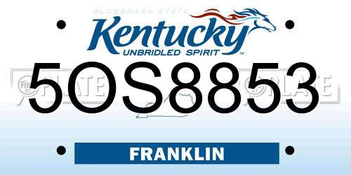 5OS8853 Kentucky License Plate