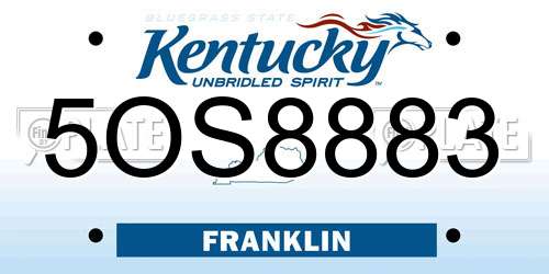 5OS8883 Kentucky License Plate
