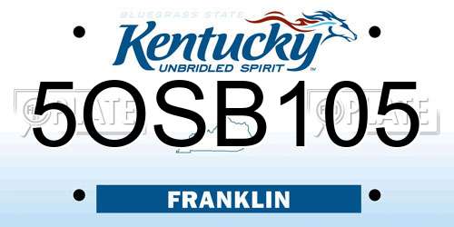 5OSB105 Kentucky License Plate
