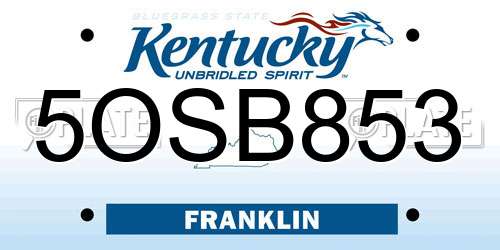 5OSB853 Kentucky License Plate