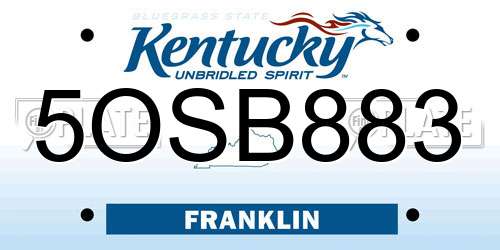 5OSB883 Kentucky License Plate