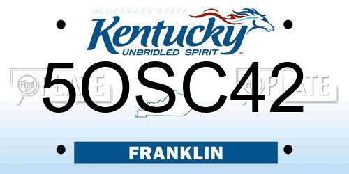 5OSC42 Kentucky License Plate