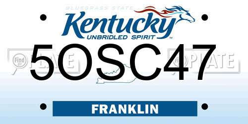 5OSC47 Kentucky License Plate