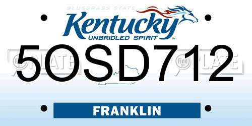 5OSD712 Kentucky License Plate