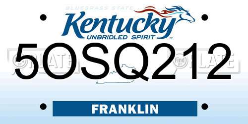 5OSQ212 Kentucky License Plate